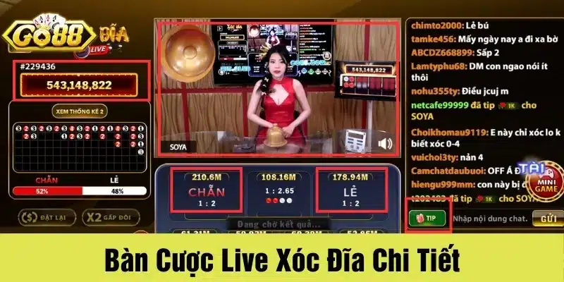 Bàn chơi game Live Xóc đĩa Go88 với các chi tiết quan trọng