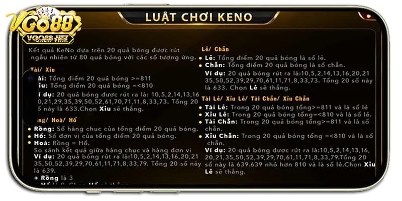 Luật chơi Keno Go88 và thông tin cơ bản