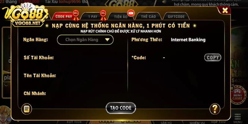 nạp tiền Go88