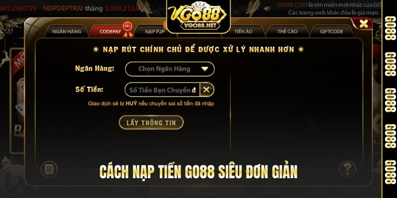 Cách nạp tiền Go88 siêu đơn giản
